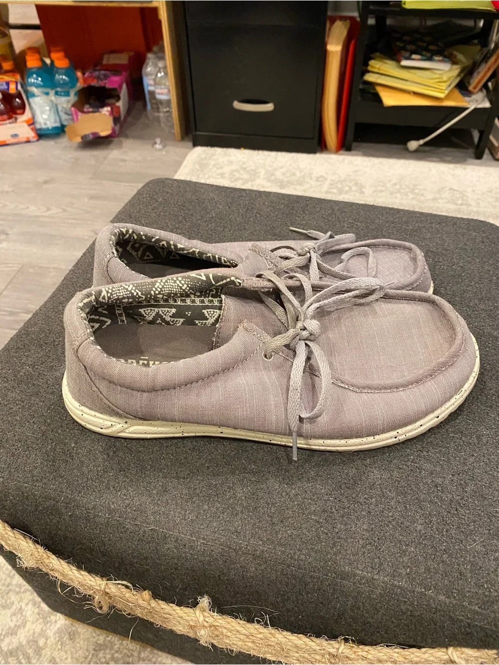 Gray Casual Lace-Up Canvas Shoes